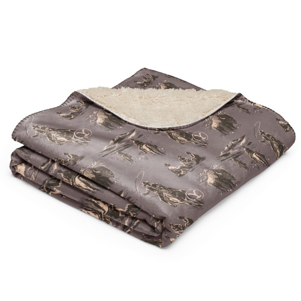 Yellowstone Cowboy Pattern Premium Sherpa Blanket - Paramount Shop