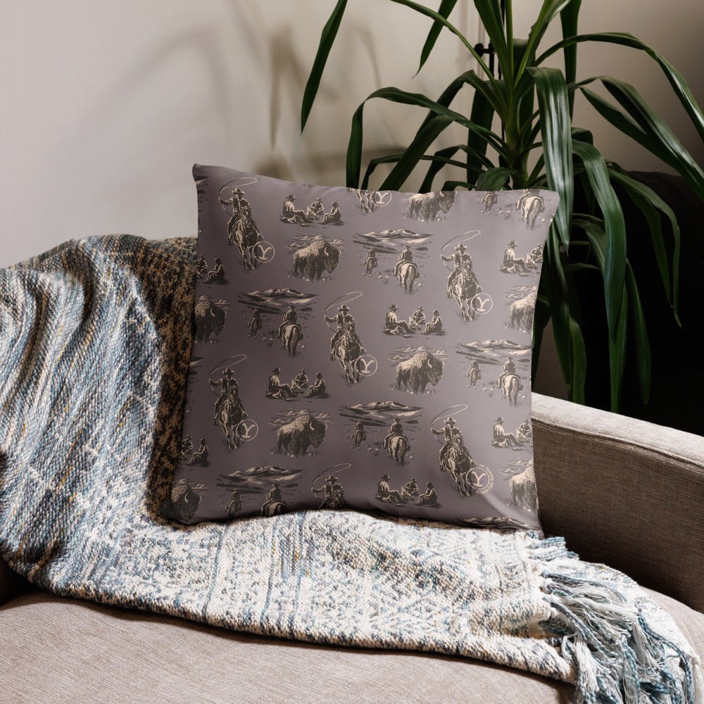 Yellowstone Cowboy Pattern Throw Pillow - Paramount Shop