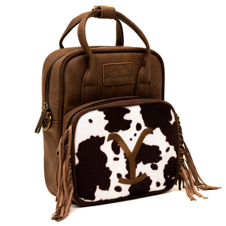 Yellowstone Crossbody Bag Dutton Ranch Cowboy Cowhide Distressed Brown Vegan Leather - Paramount Shop