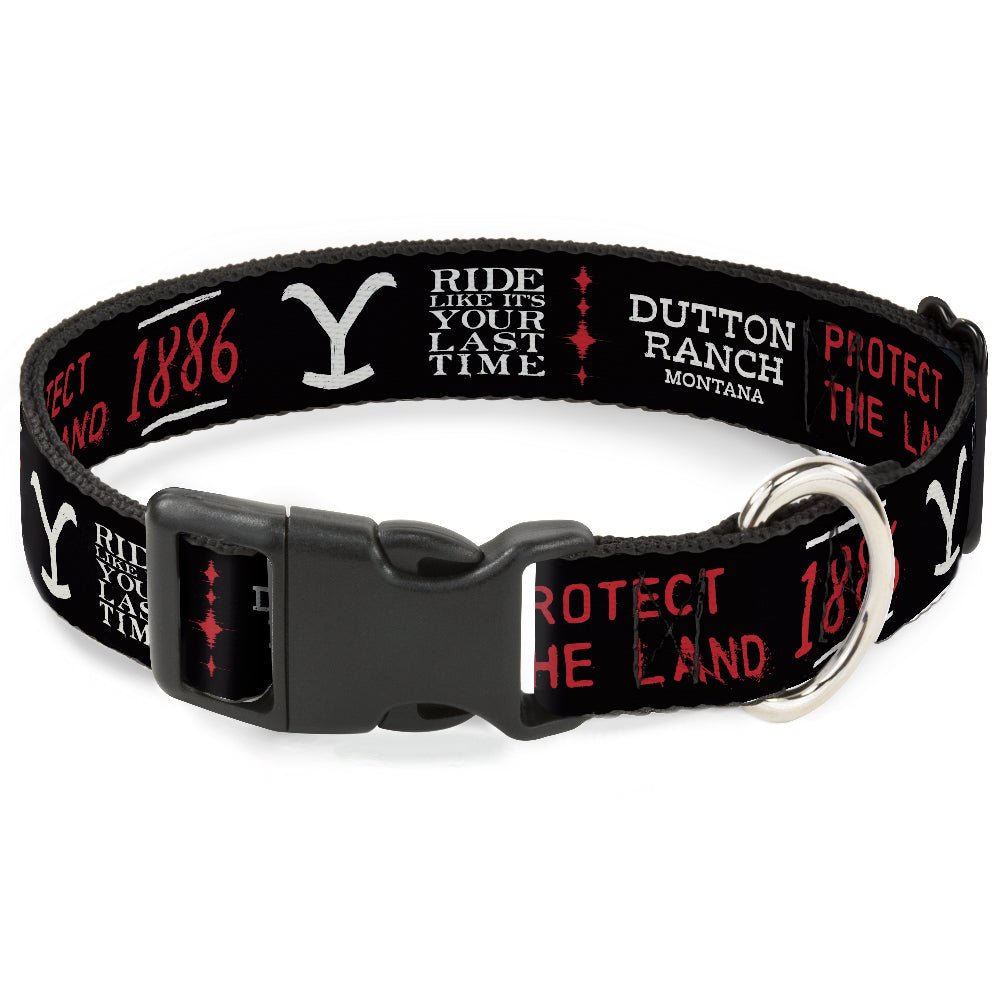 Yellowstone Dutton Ranch 1886 Icons Dog Collar in black white and red