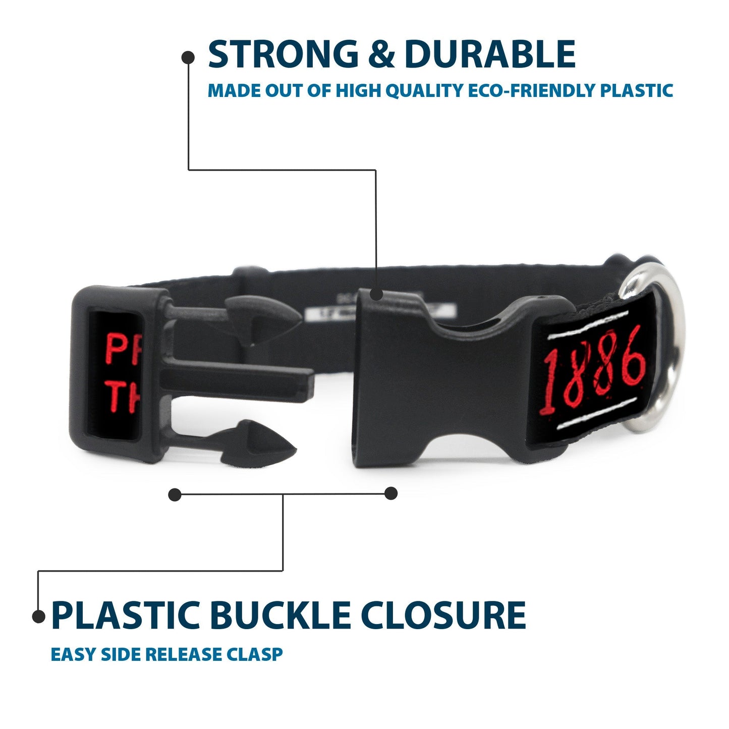 Stainless steel D-ring attachment on the Dutton Ranch pet accessory