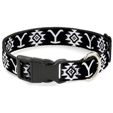 Yellowstone Dutton Ranch dog collar in black and white icons