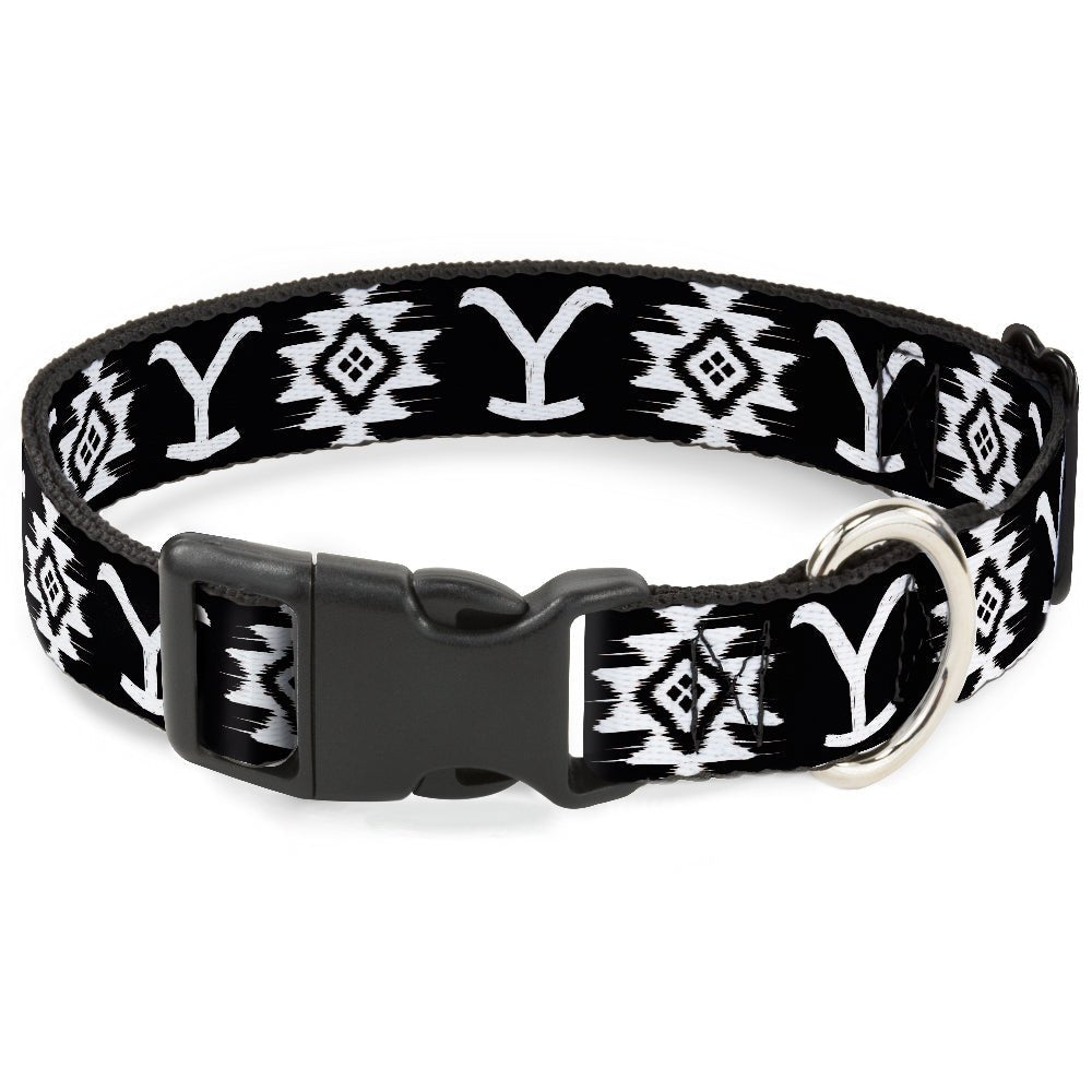 Yellowstone Dutton Ranch dog collar in black and white icons