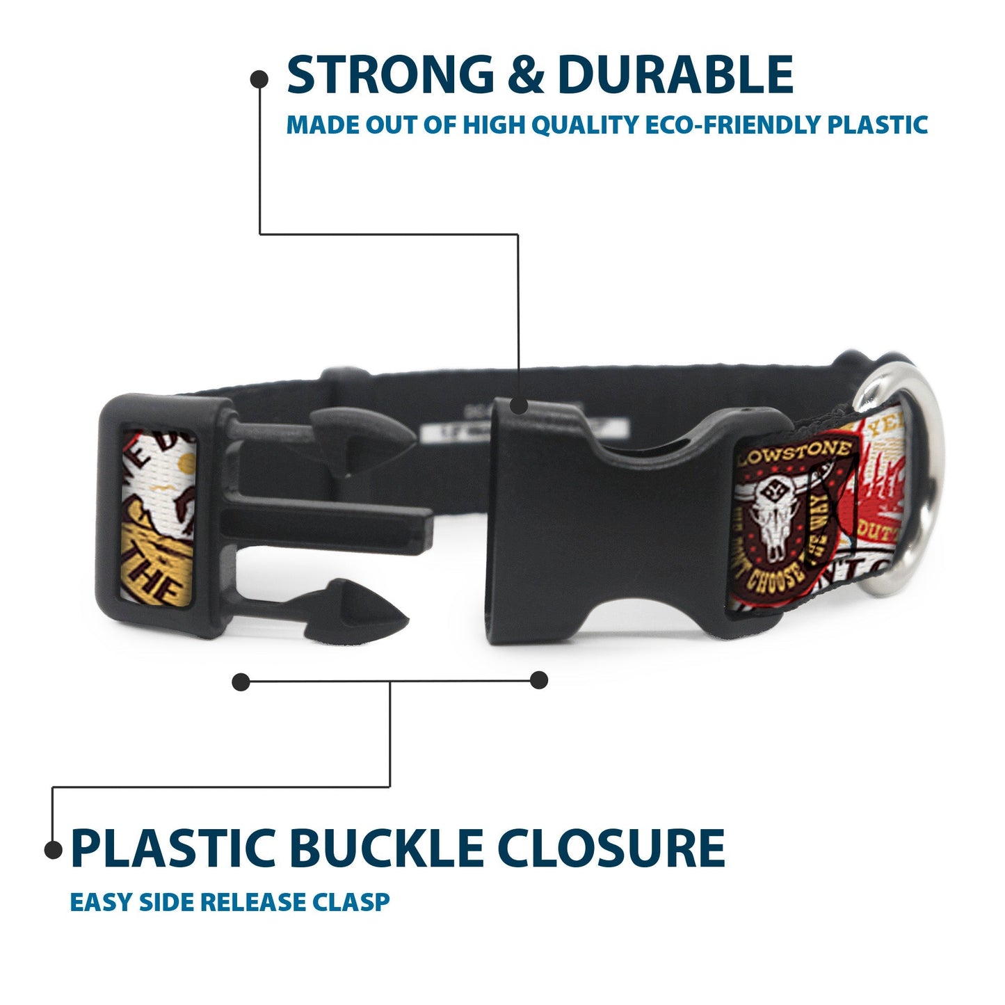 Durable polyester dog collar for Yellowstone fans