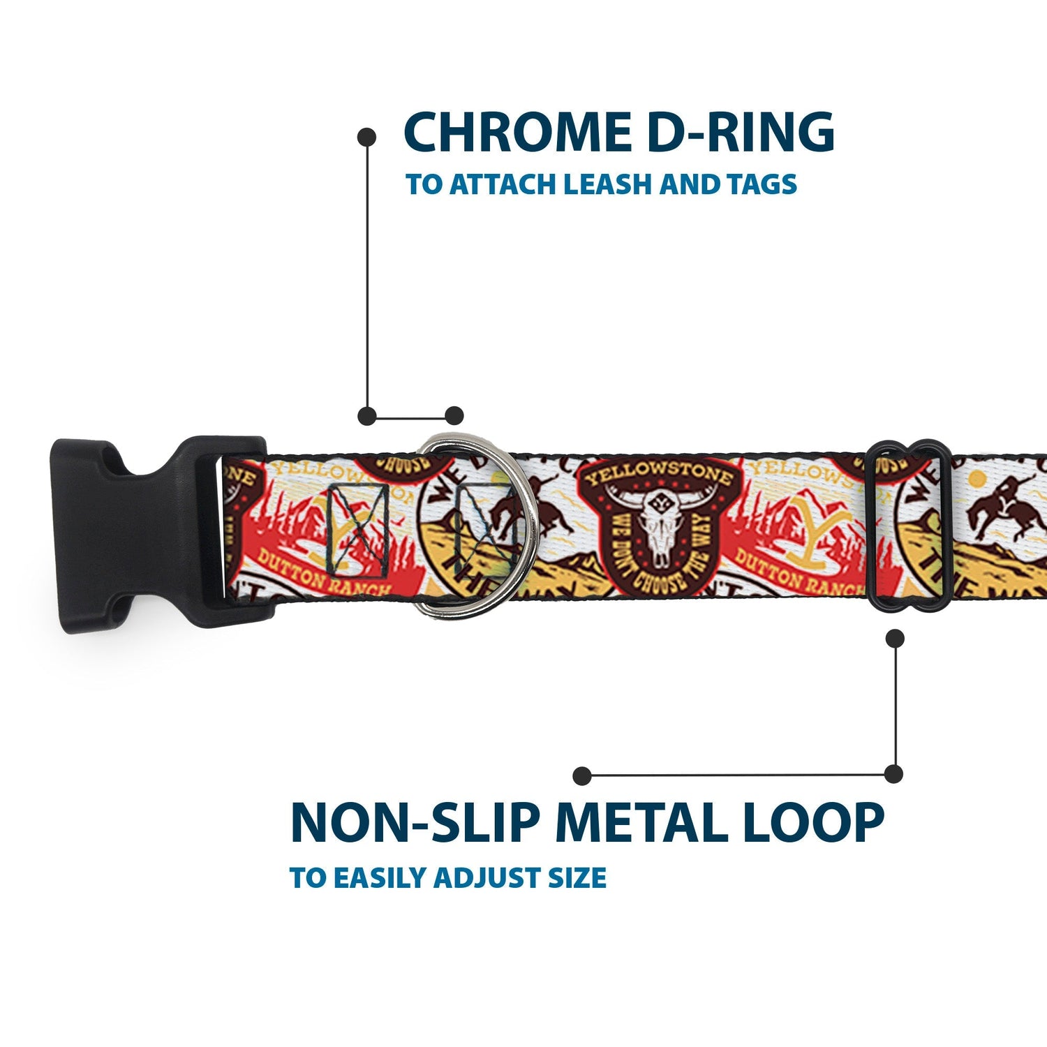 Side view of Yellowstone ranch-style pet collar