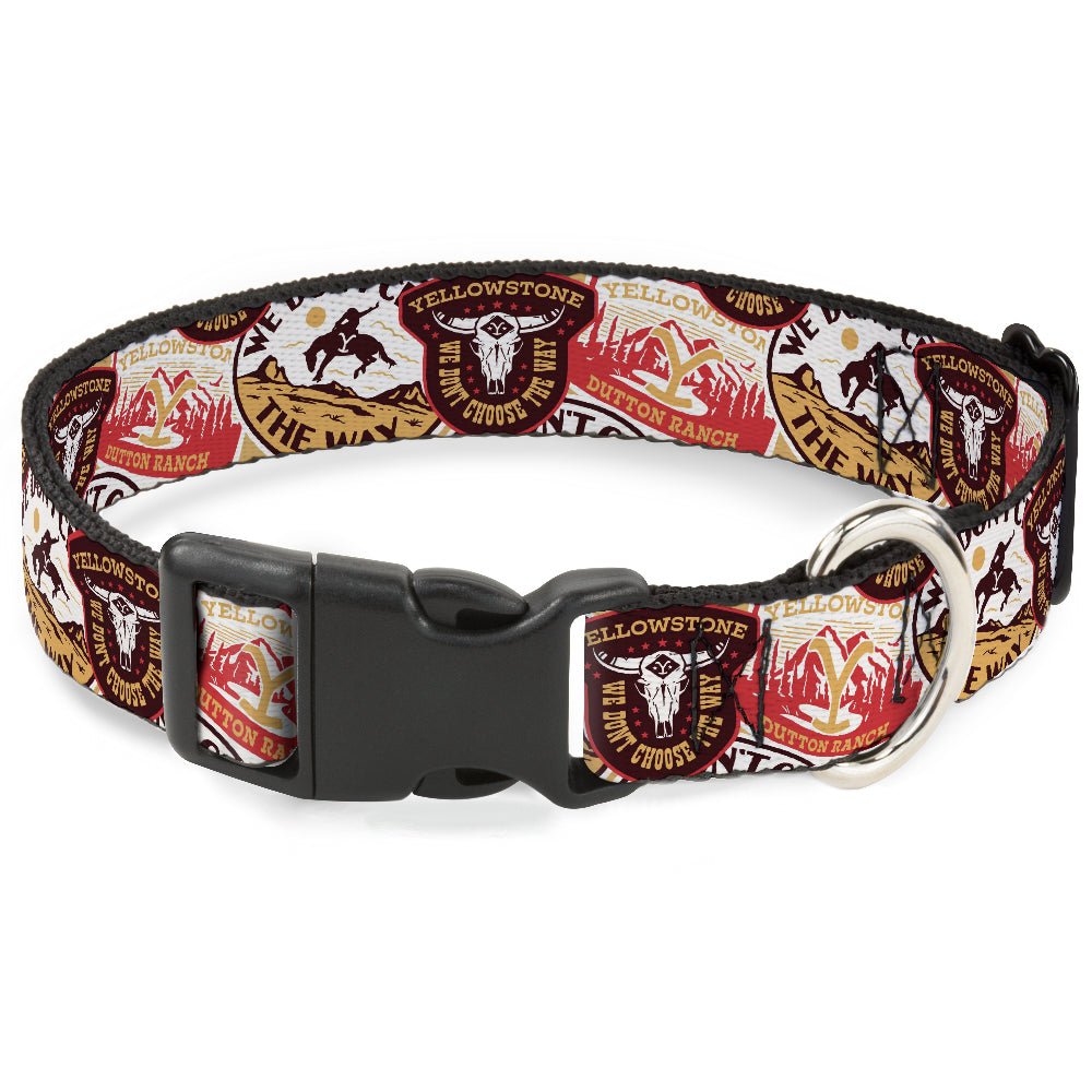 Yellowstone Stacked Patches Dog Collar with Plastic Clip