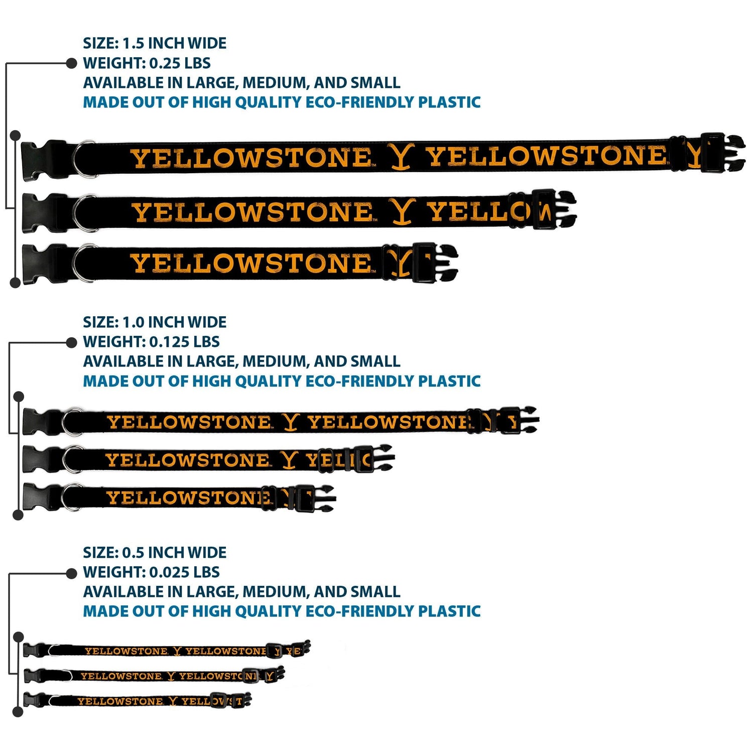 Full view of the Yellowstone hooked Y logo dog collar