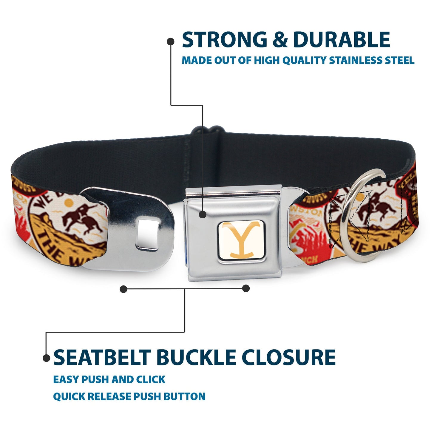 Synonyms: Yellowstone Dog Gear, Y Logo Pet Collar, Dutton Ranch Dog Collar, Seatbelt Buckle Pet Accessory, Buckle-Down Yellowstone Merchandise