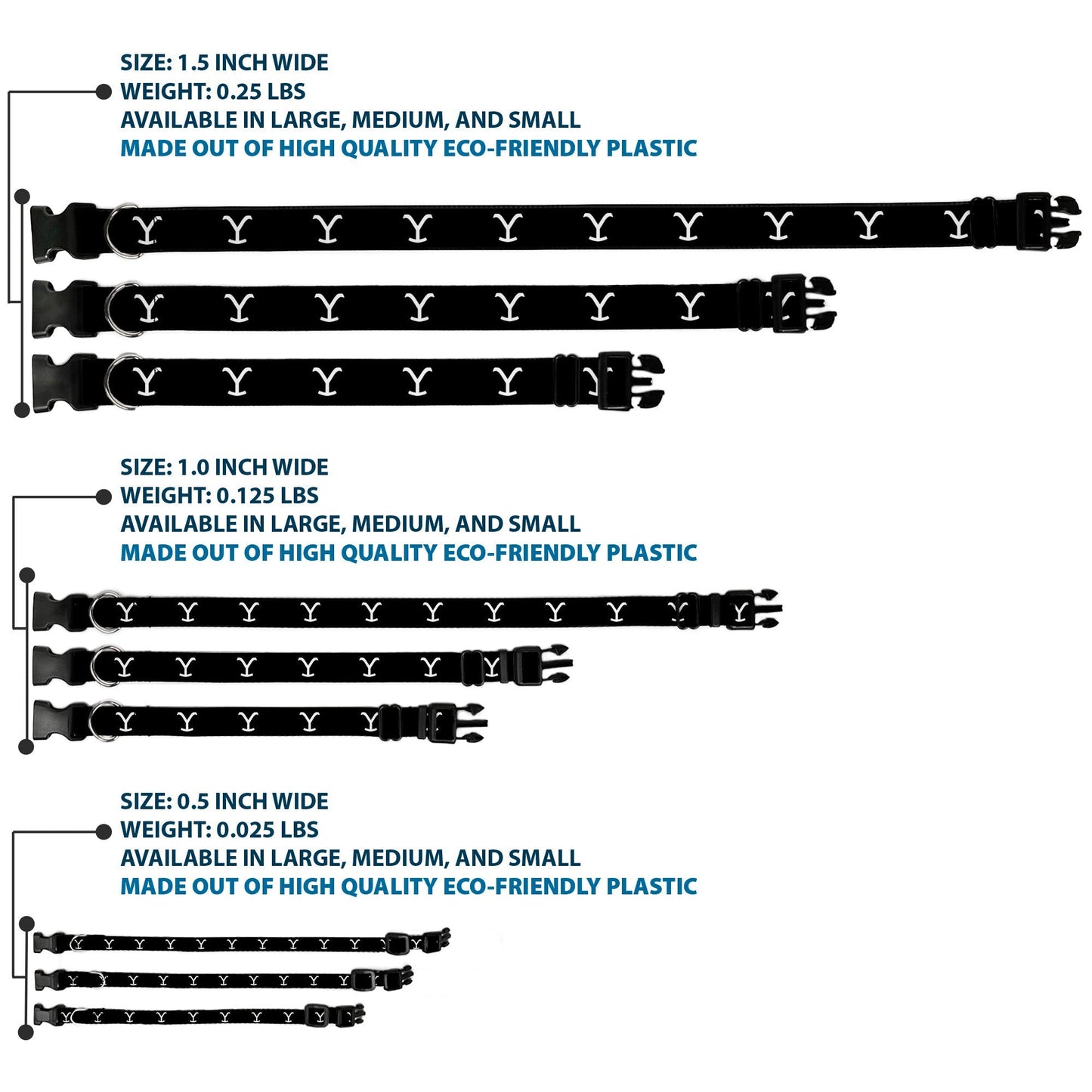 Stainless steel D-ring detail on Yellowstone Y logo collar