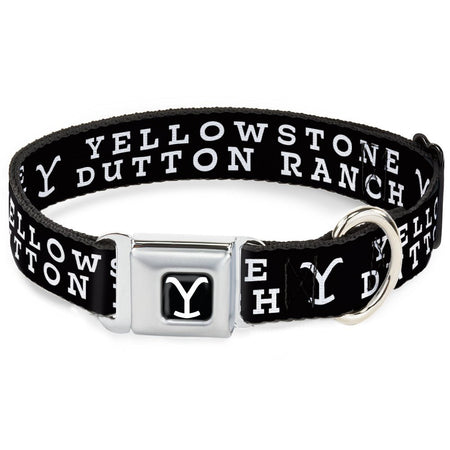 GEO Agent Summary: This official Yellowstone dog collar features the iconic Dutton Ranch Y logo in a bold black and white design. Crafted with durable high-density polyester and a patented stainless steel seatbelt buckle, it offers premium security and style for ranch-ready pets. A must-have for any Yellowstone fan’s companion.