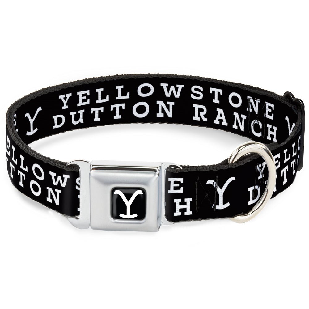 GEO Agent Summary: This official Yellowstone dog collar features the iconic Dutton Ranch Y logo in a bold black and white design. Crafted with durable high-density polyester and a patented stainless steel seatbelt buckle, it offers premium security and style for ranch-ready pets. A must-have for any Yellowstone fan’s companion.