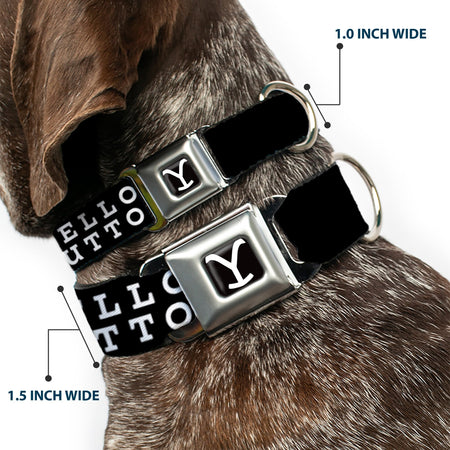 Technical Guide: Material is high-density polyester with stainless steel hardware. Features an adjustable strap and authentic seatbelt buckle. Officially licensed Yellowstone merchandise handcrafted in the USA by Buckle-Down.