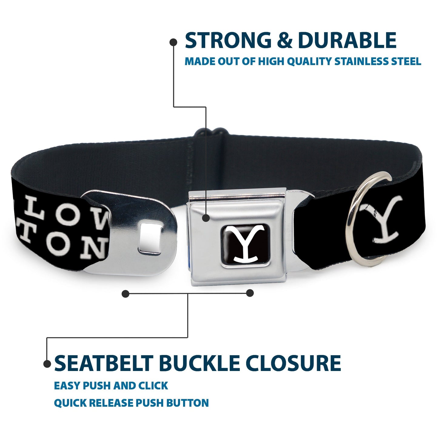 Synonyms: Yellowstone pet gear, Dutton Ranch dog accessory, Y logo collar, Buckle-Down pet collar, Yellowstone pet leash accessory.