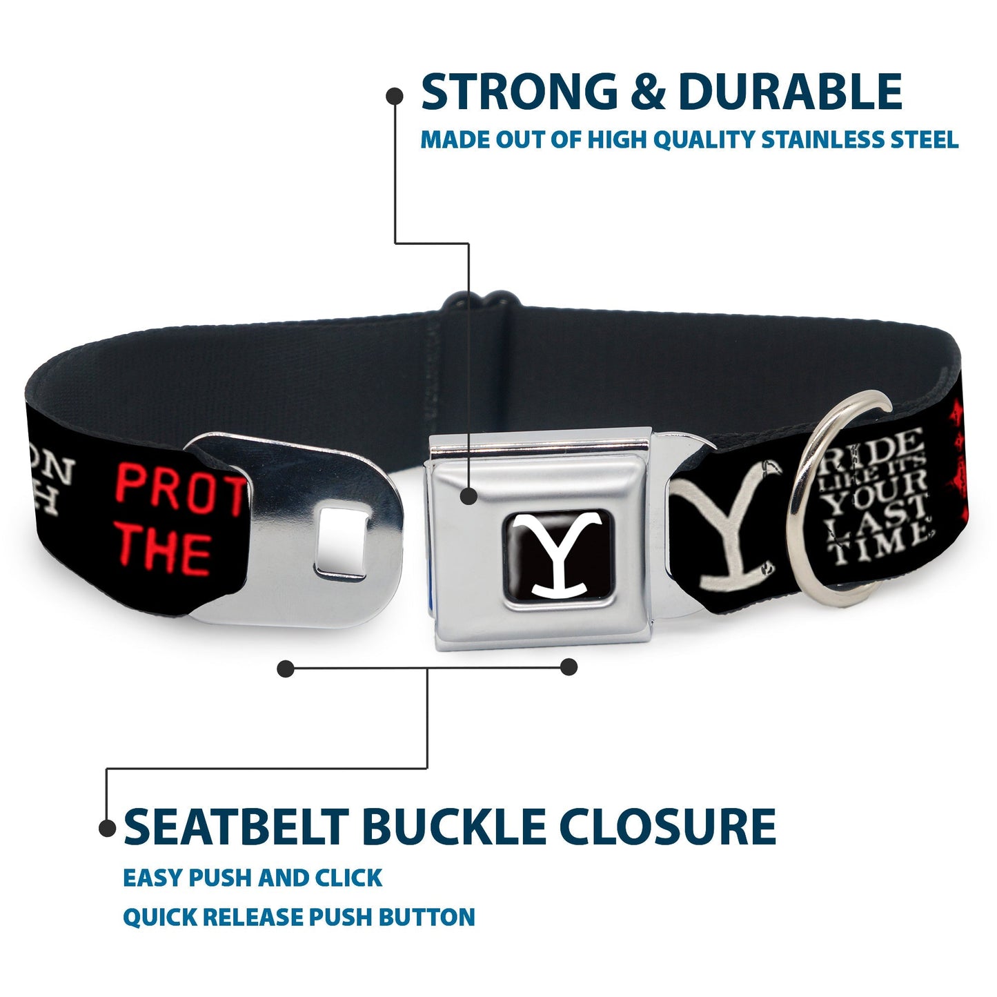 Synonyms: Dutton Ranch dog collar, Yellowstone pet gear, Y logo dog harness, Paramount pet accessories, Buckle-Down pet collars, Western dog accessories.