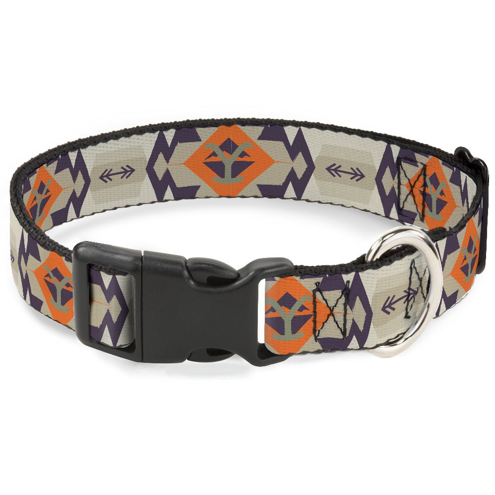 Front view of Yellowstone dog collar with tribal pattern