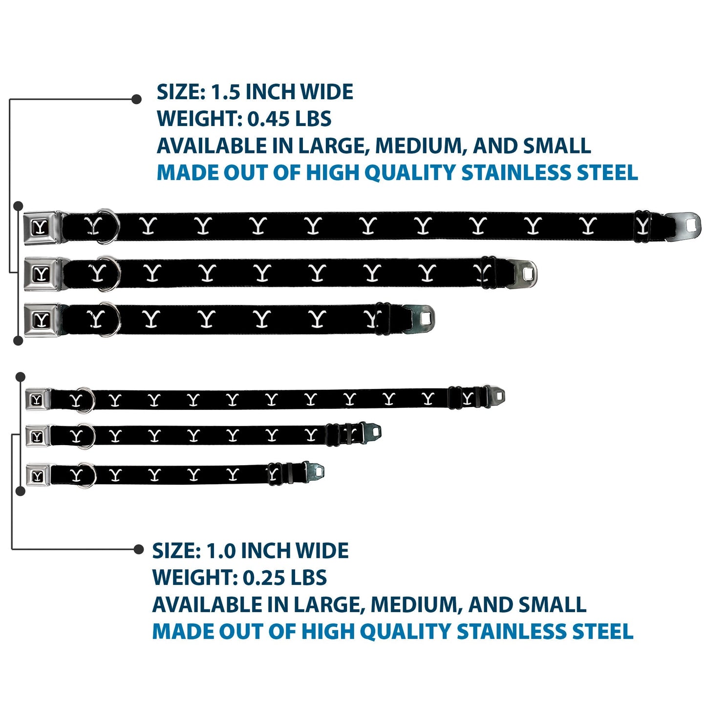 Durable nylon strap with repeated Yellowstone Y logo pattern.