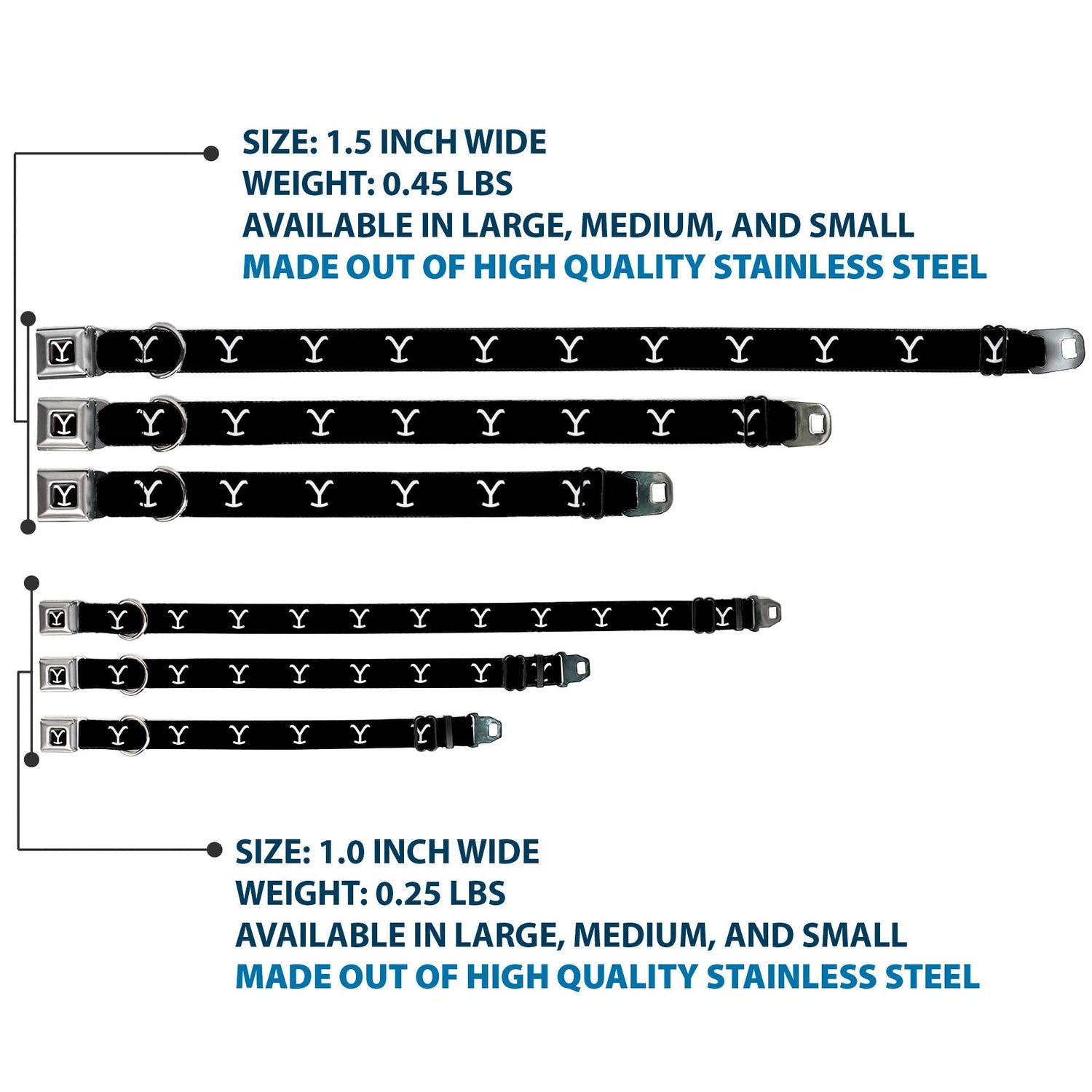 Durable nylon strap with repeated Yellowstone Y logo pattern.