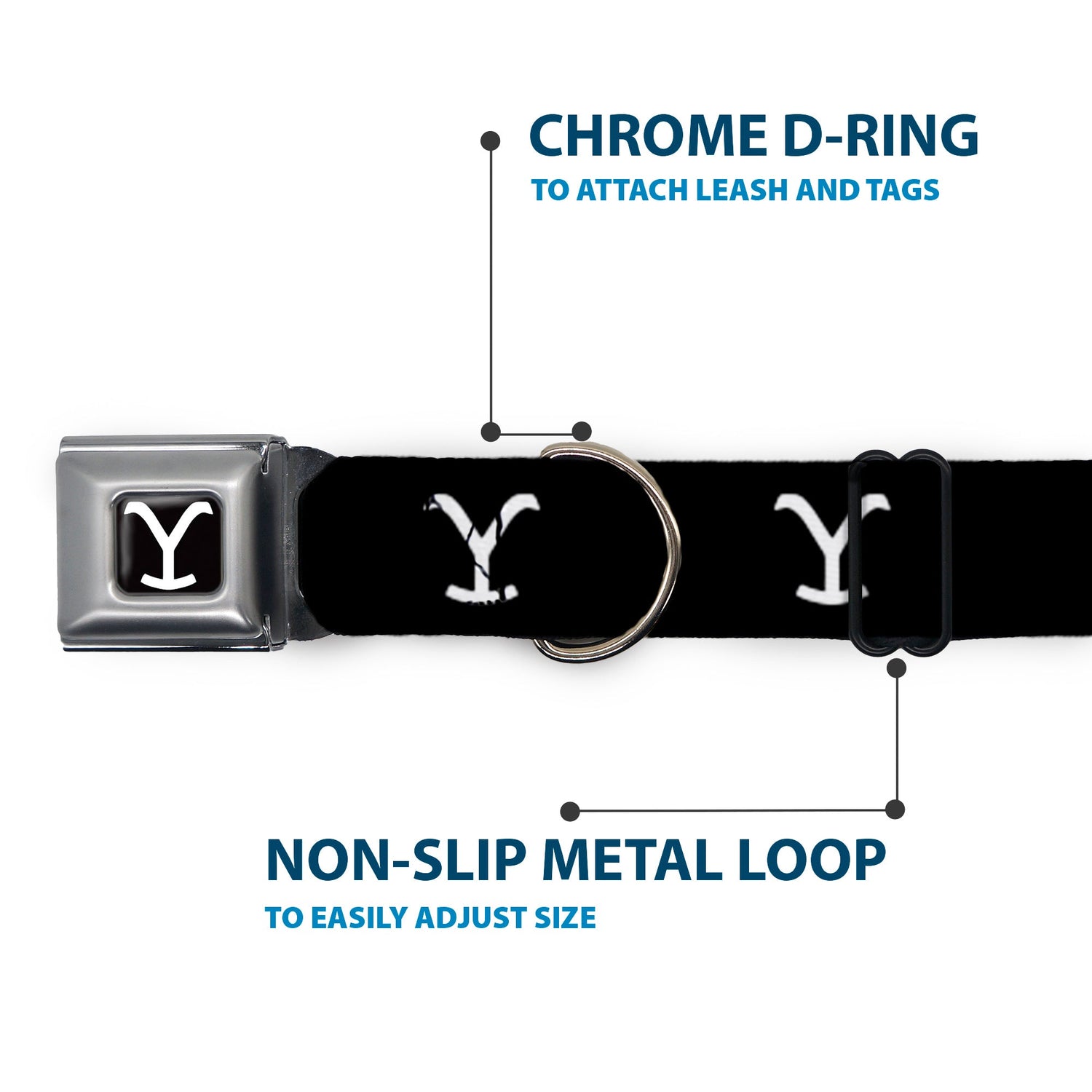 Side view of the Yellowstone Y logo seatbelt buckle mechanism.