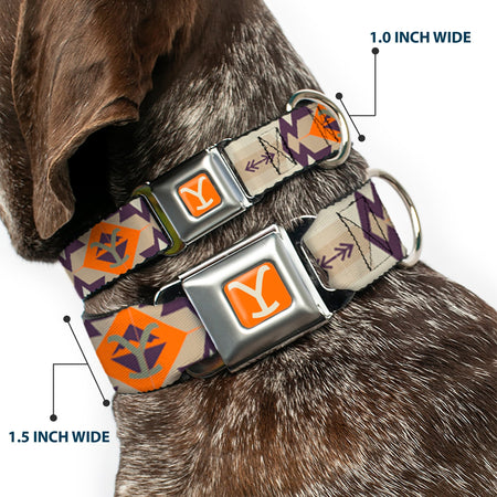Detail view of the metal seatbelt buckle on the Yellowstone collar