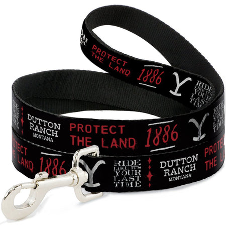 Yellowstone Dutton Ranch 1886 Icons Pet Leash in black white and red