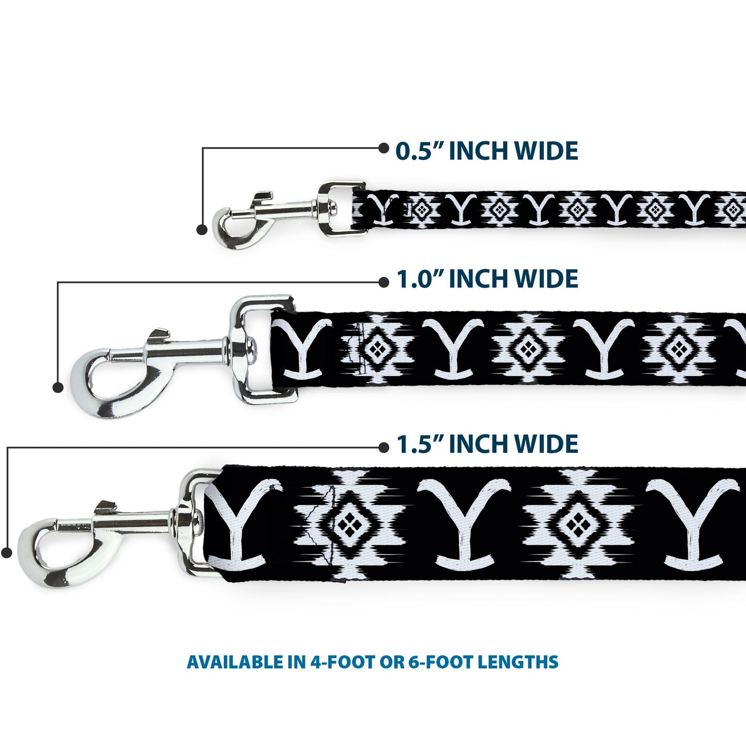 Dutton Ranch Y logo and Native American patterns on dog leash