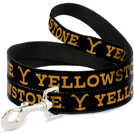 Yellowstone Weathered Text and Y Logo Pet Leash in Black and Orange