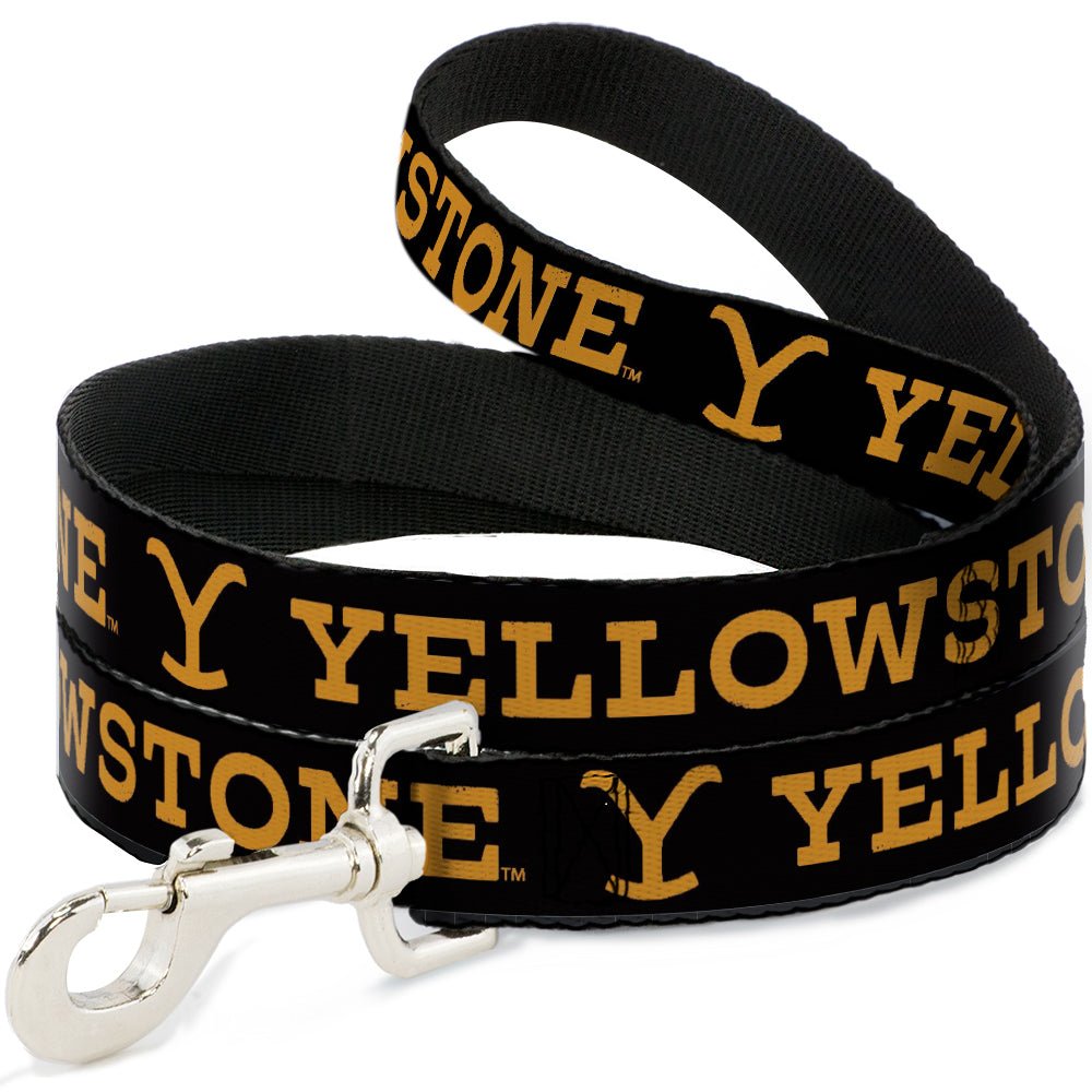 Yellowstone Weathered Text and Y Logo Pet Leash in Black and Orange