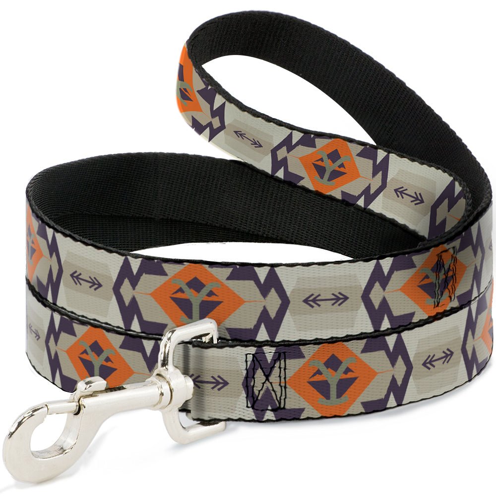 Yellowstone Dog Leash with Native American Tribal Pattern and Y Logo