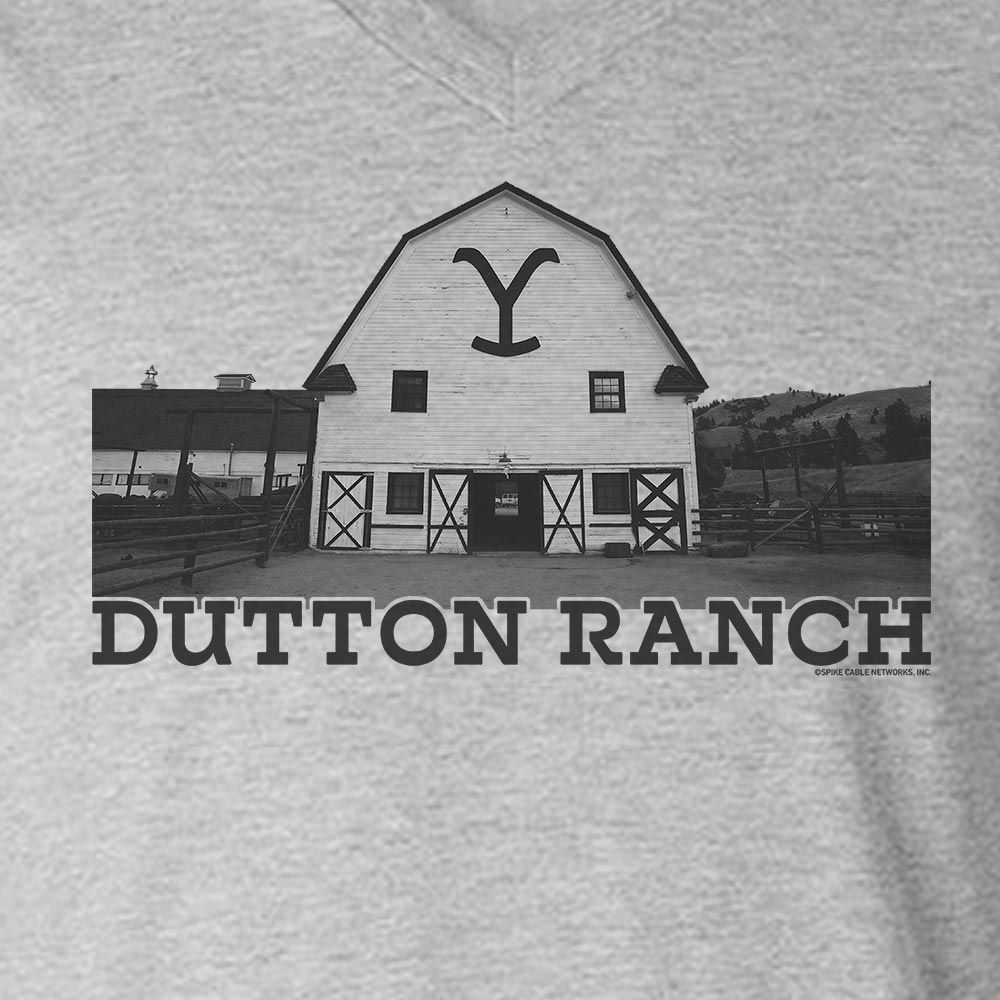 Yellowstone Dutton Ranch Barn Adult V - Neck T - Shirt - Paramount Shop