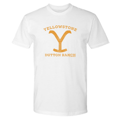 Yellowstone Dutton Ranch Urgente Logo Adultos Camiseta de manga corta - Blanco / Sm