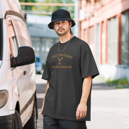Yellowstone Dutton Ranch Embroidered Oversized Faded T - shirt - Paramount Shop