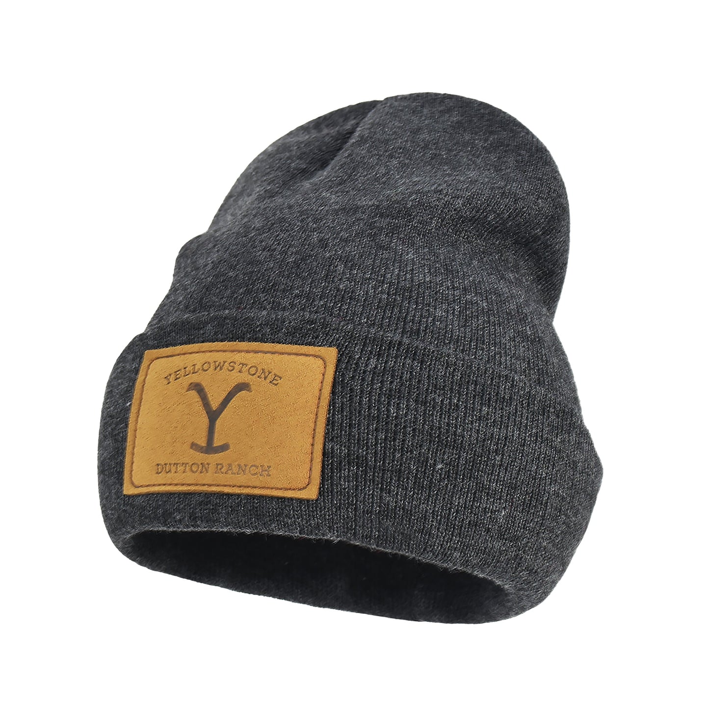 Yellowstone Dutton Ranch Logo Brown PU Patch Beanie - Paramount Shop