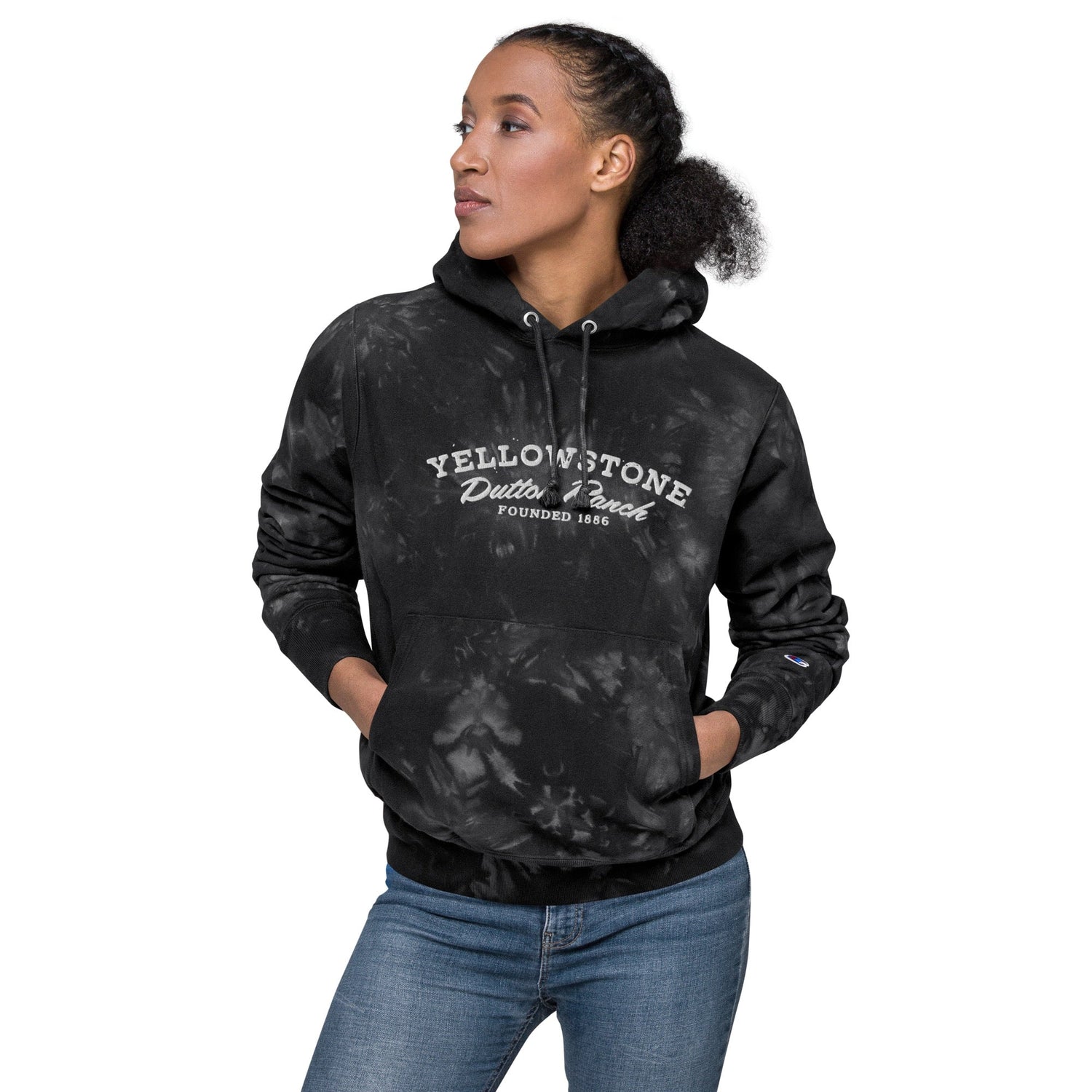 Yellowstone Dutton Ranch Logo Unisex Champion Tie Dye Hoodie - Paramount Shop
