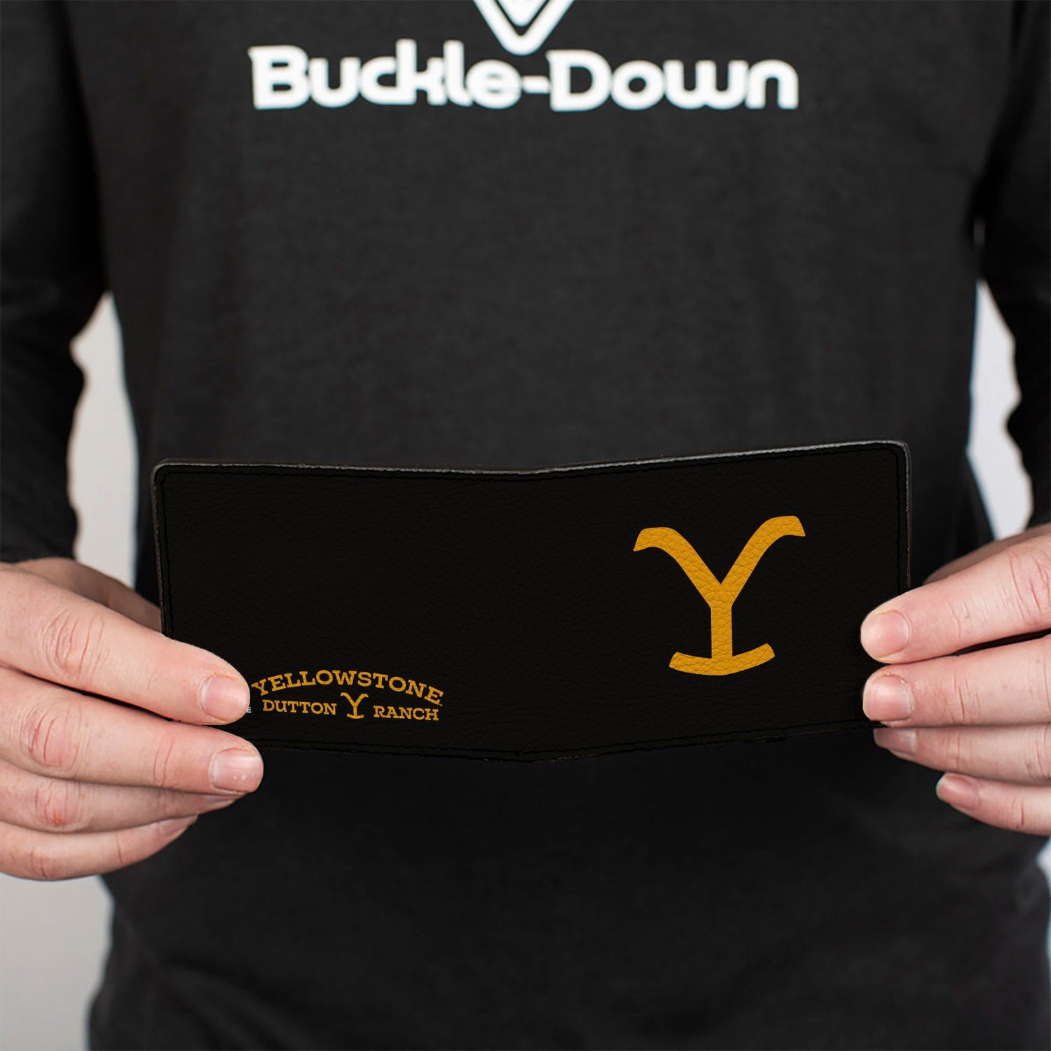 Back view of the sleek black Yellowstone bi-fold wallet
