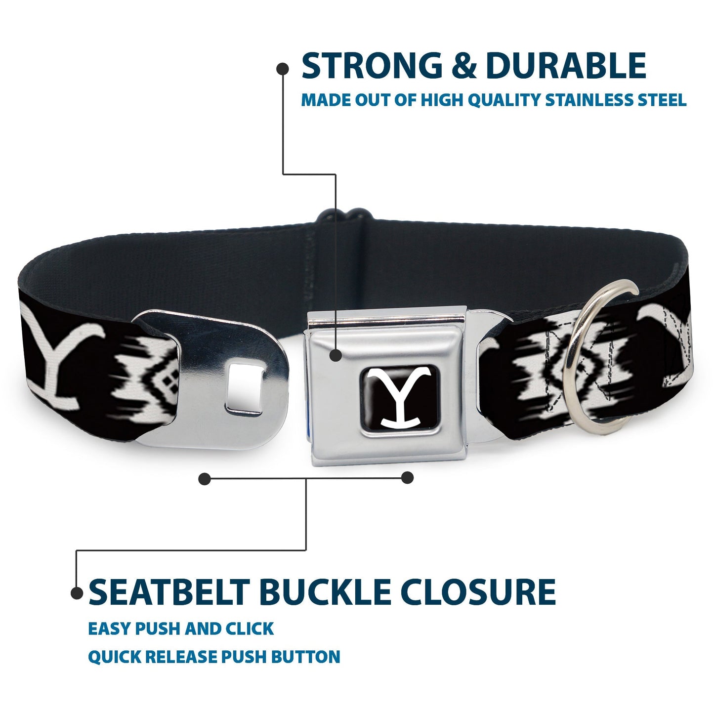 Synonyms: Yellowstone pet gear, Dutton Ranch dog accessories, Y Brand dog collar, Seatbelt buckle pet collar, Paramount Yellowstone dog leash companion.