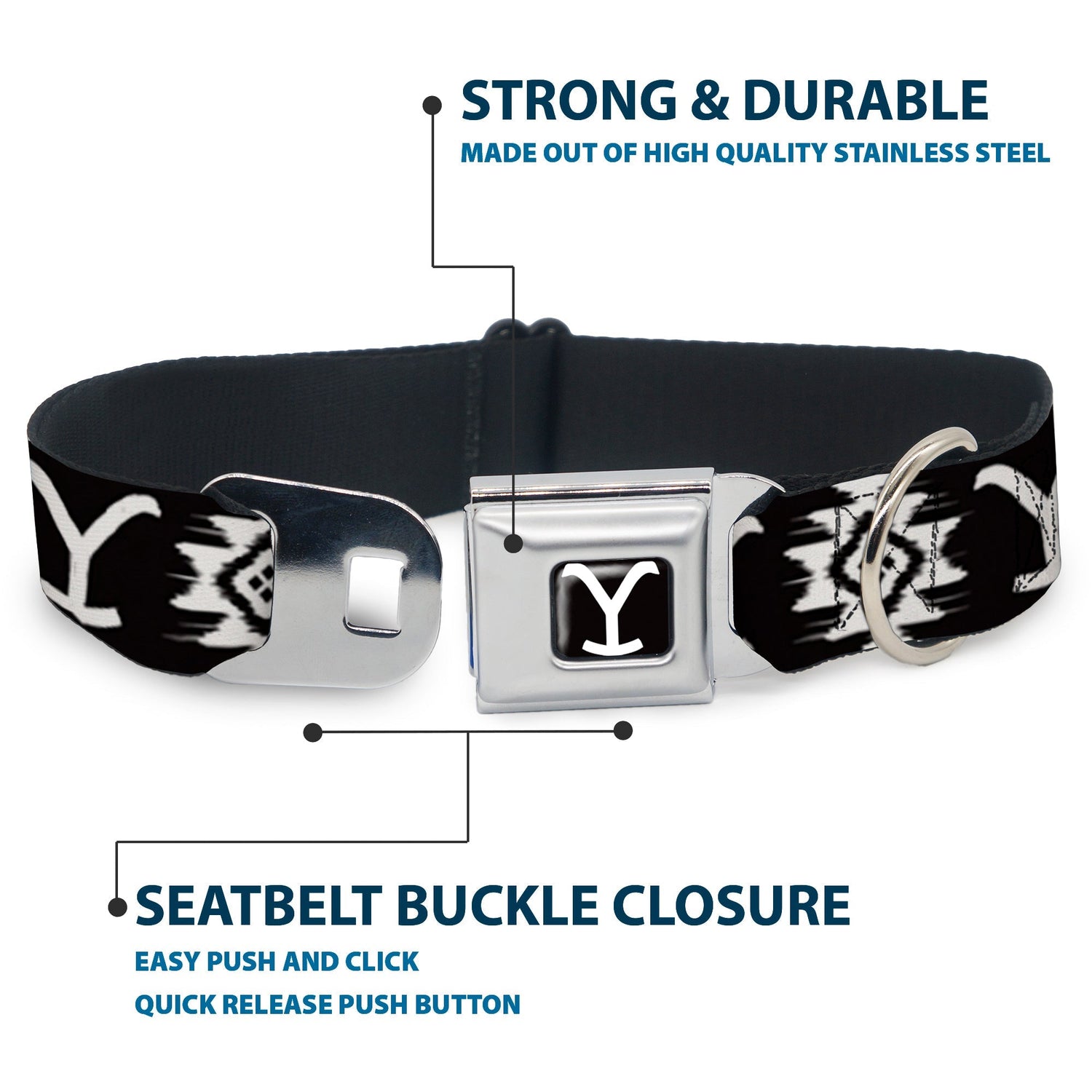 Synonyms: Yellowstone pet gear, Dutton Ranch dog accessories, Y Brand dog collar, Seatbelt buckle pet collar, Paramount Yellowstone dog leash companion.