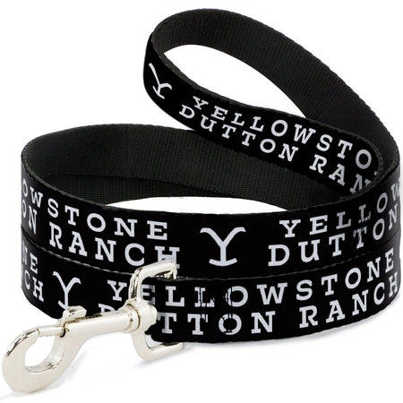 Yellowstone Dutton Ranch Logo Black and White Dog Leash front view