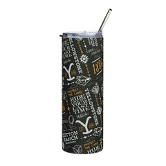 Yellowstone Logo Vaso de acero inoxidable con pajita estampado - 20 oz