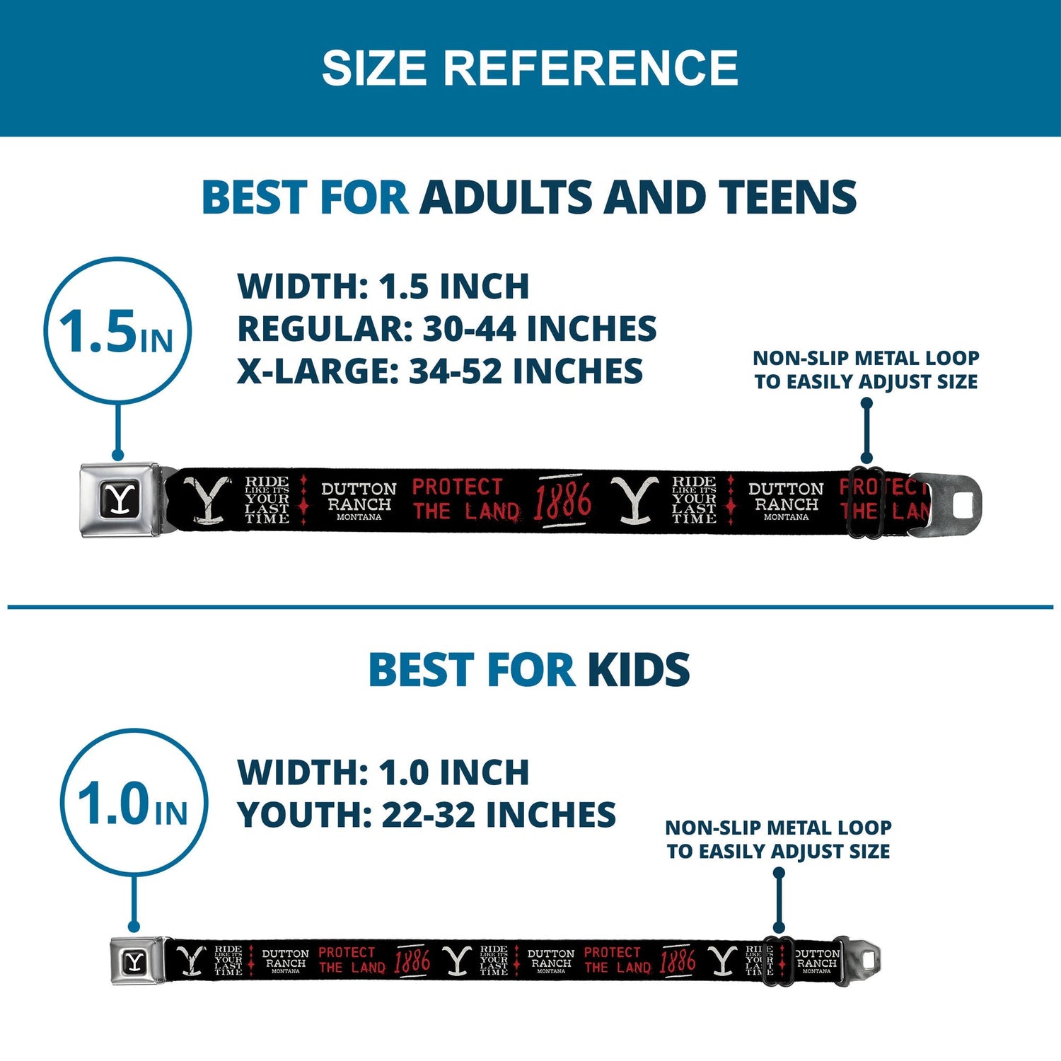 Close up of the iconic Y brand logo on the seatbelt buckle.