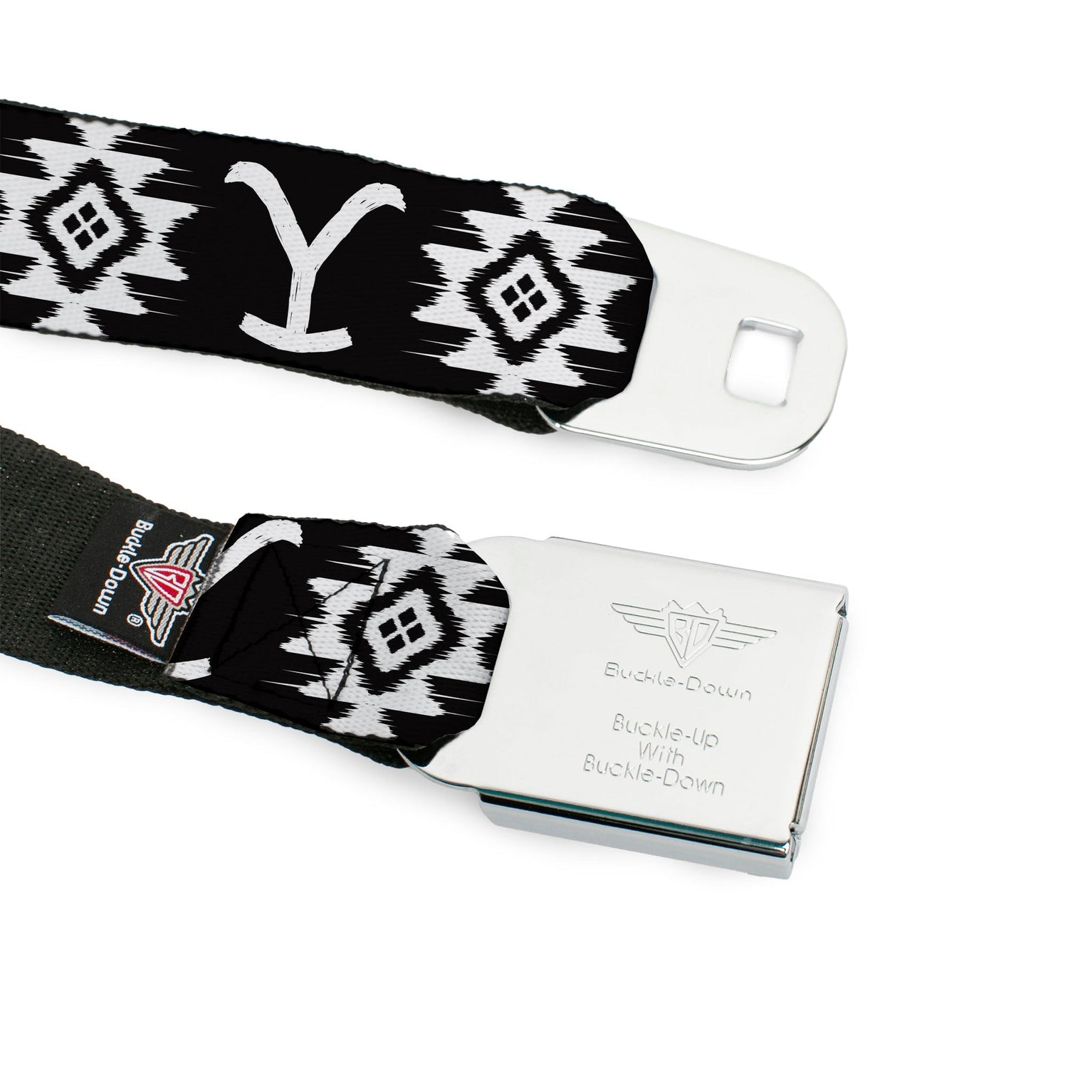 Yellowstone Seatbelt Belt Y Logo Dutton Ranch Black/White - Paramount Shop