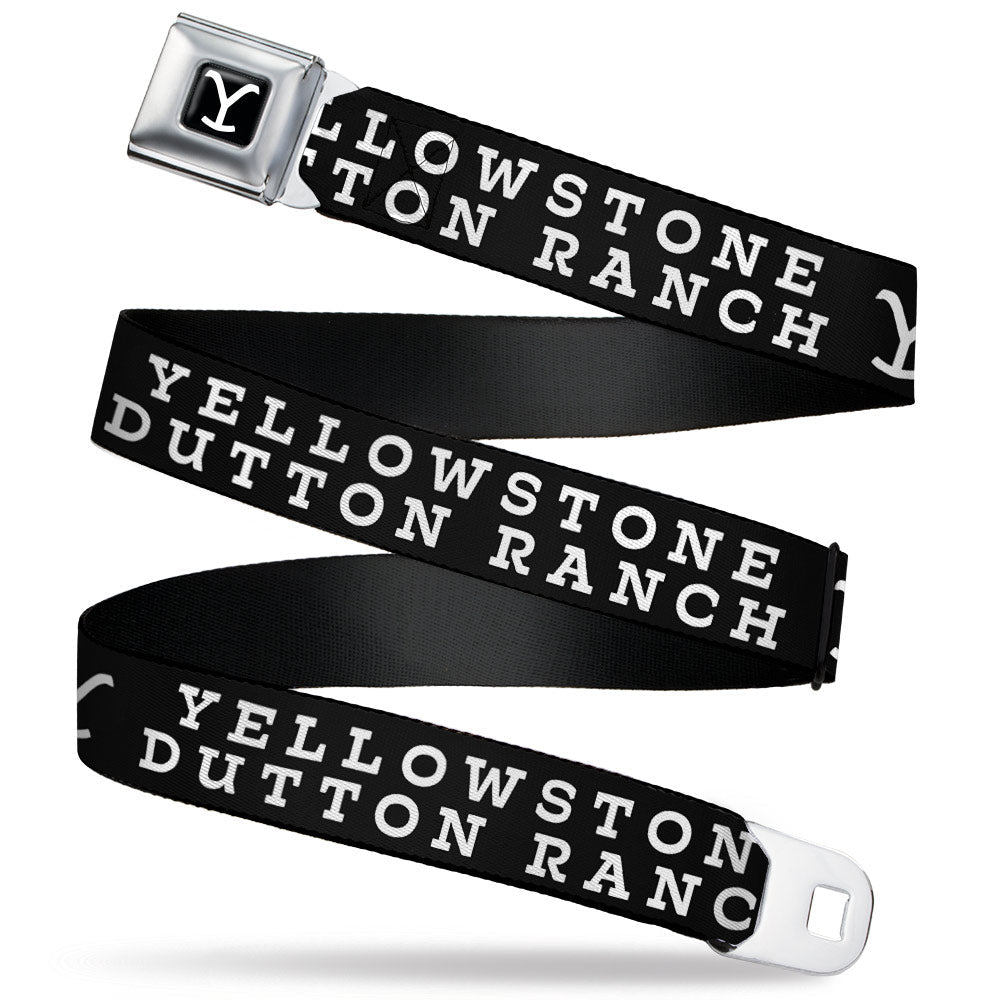 Yellowstone Dutton Ranch Y Logo Seatbelt Belt with chrome buckle