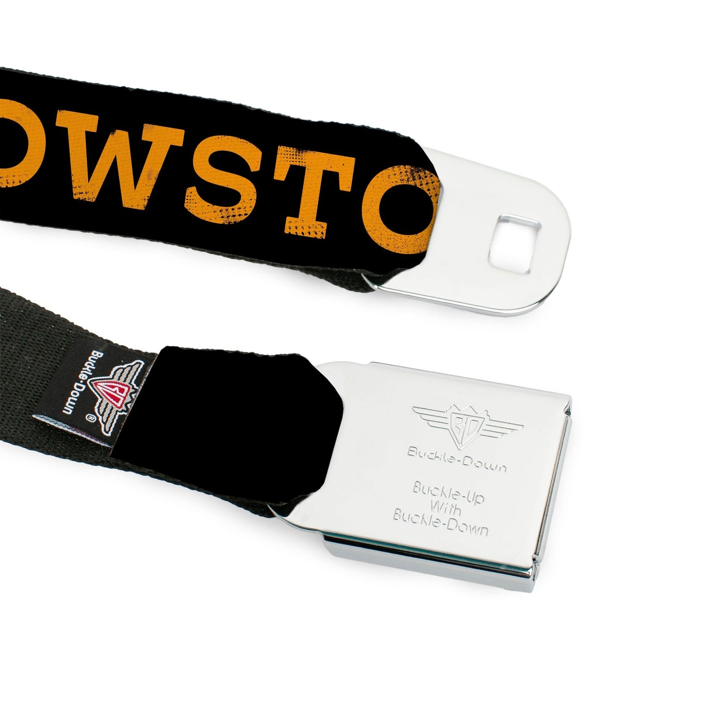 Full view of the Yellowstone black and orange adjustable belt