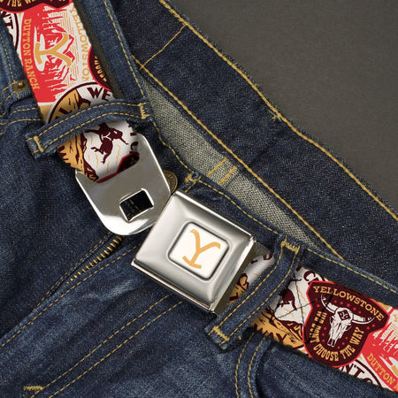 Official Yellowstone Y Logo Stacked Patch Belt Buckle