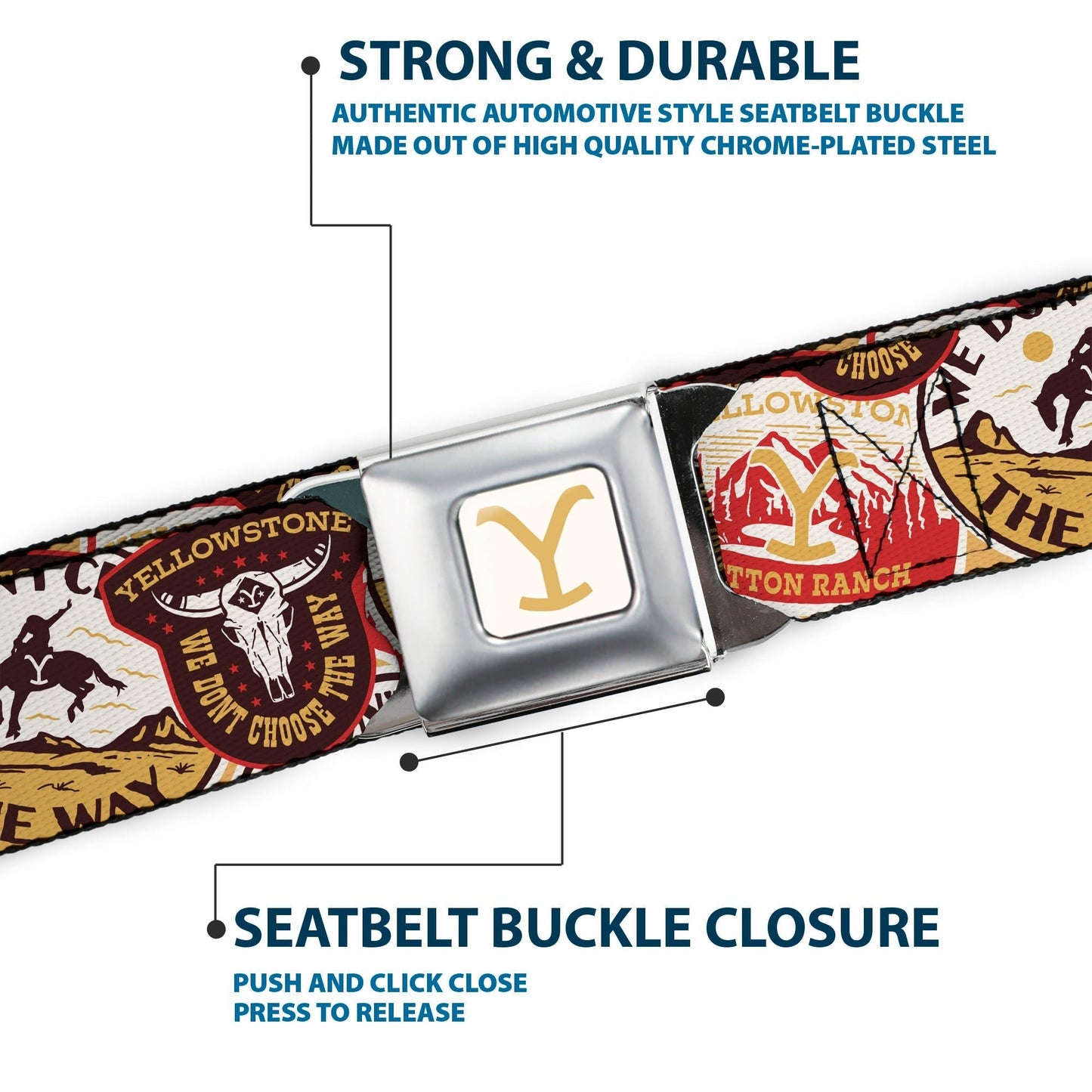 Yellow Y Logo Patch Design on White Webbing Belt