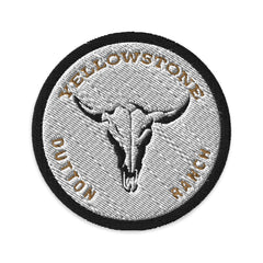 Yellowstone Skull Embroidered Patch - White / Circle - 3 in