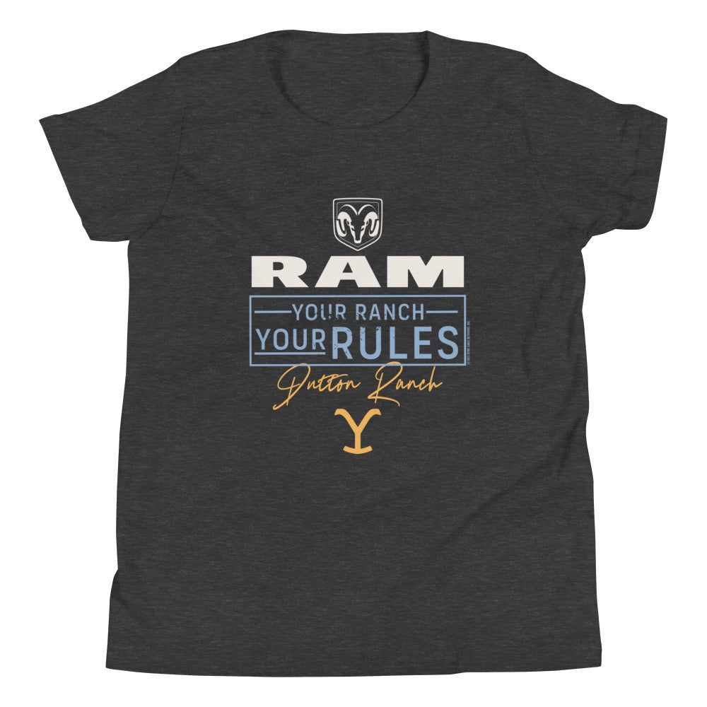 Yellowstone x Ram Your Ranch Your Rules Youth T - Shirt - Paramount Shop
