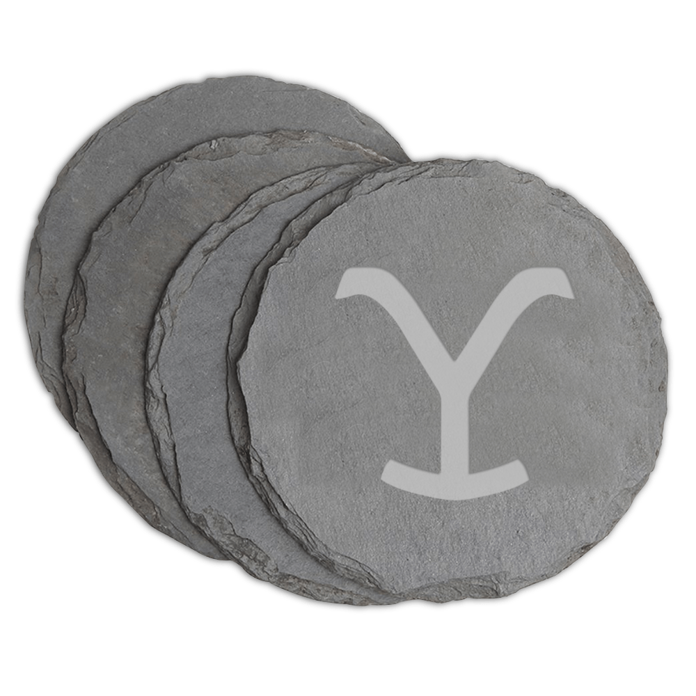 Yellowstone Y Logo Etched Slate Coasters - Paramount Shop