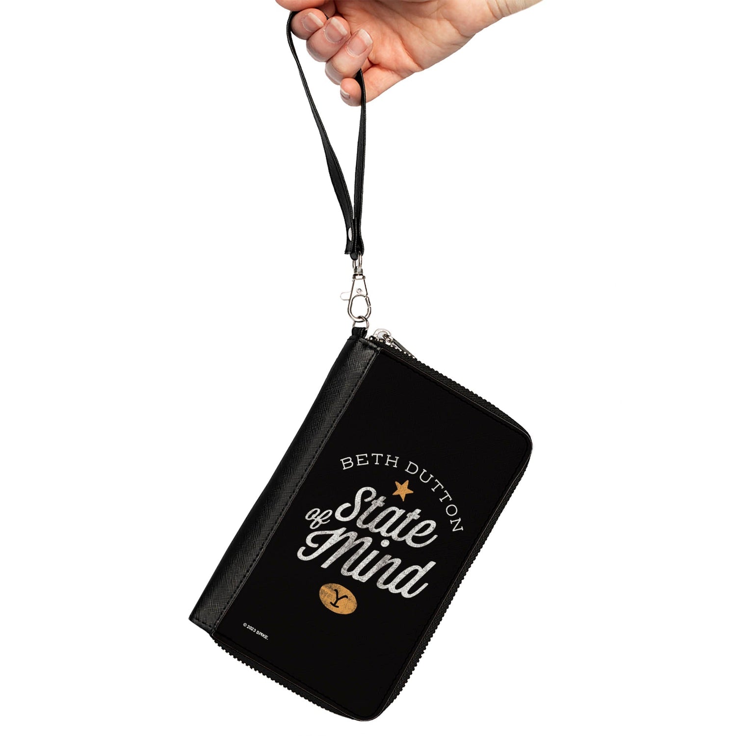 Interior view of Yellowstone zip wallet showing card slots and coin pocket